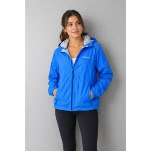 Marmot Rain Jacket Womens Large Blue Hooded Lightweight Waterproof Shell